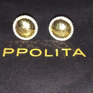 IPPOLITA Goddess Medium Hammered Post Earrings with Diamonds NWOT